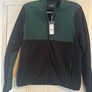 Vineyard Vines Men's Green and Black Full Zip Harbor Fleece Jacket